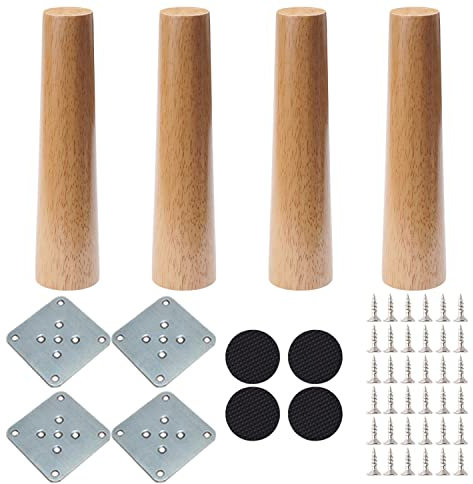 NAKUPENDA Möbelfüße Holz 4 Stück Sofafüße Holzmöbelbeine Gerade Konisch Ersatz Möbelbeine für Sofa TV Schrank Bett Couch Stuhl Teeschrank (20cm Höhe)
