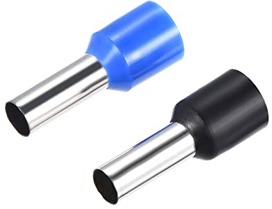 QUARKZMAN Cosse Sertir Fil Extrémité Terminal Embout Câblage Bleu 100Pcs | et 10mm2 Cosse Sertir Fil Fin Terminal Embouts de Câblage Noir Connecteur Isolé 50 Pcs