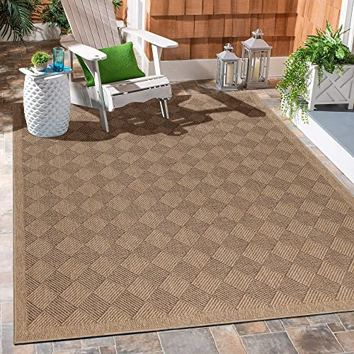 Carpetsale24 Outdoor Teppich 120x170 cm – Wetterfester Teppich für Balkon, Terrasse & Wohnzimmer – Flachgewebe in Jute-Optik, Pflegeleicht & Vielseitig