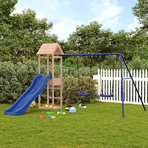 Tidyard Spielturm mit Rutsche und Schaukeln Holzturm Kletterturm Klettergerüst Spielhaus Set Kinder Garten Massivholz Douglasie