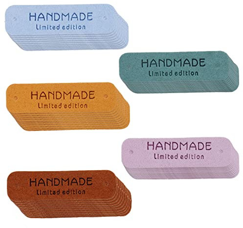 EXCEART 50 Stück Lederetikett Handgemachte Geschenkanhänger Tags Für Handgefertigte Artikel Faltbare Handgefertigte Anhänger, Strickzubehör Handgemachte Tags Häkelzubehör Sache Pu Hut