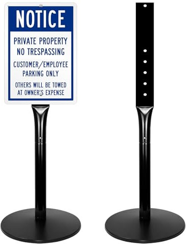 Mutualsign Parkplatzschild, Pfosten, 124,5 cm, robuster Gusseisen, Parkschilder, Ständer, beweglicher Schilderständer zum Aufhängen von Schildern, schwarz (9 kg, 2 Stück)