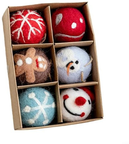 Zoegneer Palline di Natale in feltro di lana, 6/36 pezzi, palla di neve, decorazioni per albero per festival e feste di nozze (E)