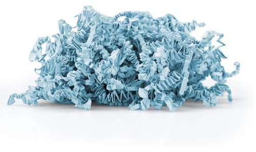 SizzlePak als Füllmaterial – 1 kg – Verpackungsmaterial für Geschenk, Geschenkbox, Präsentkorb, Holzkiste, Flaschen an Weihnachten – geschreddertes Papier für Osternest, Pakete, Schultüte - HELLBLAU