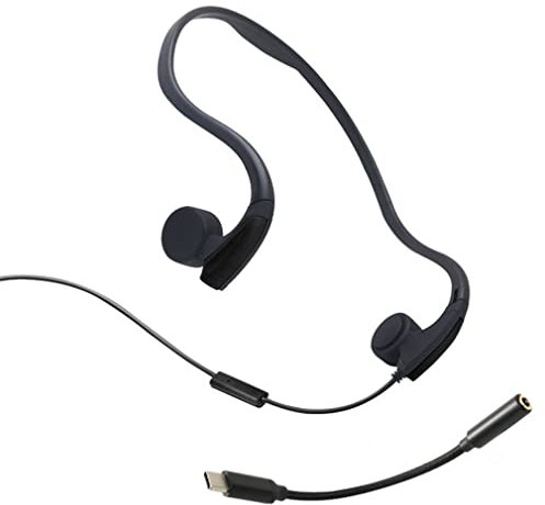 DESAV Bone Conduction Headphones(3.5Mm Or TYPE C), Wired Open-Ear Headphones, Gaming Headset, Sports Earphones with Mic, for Running Hiking Home Office Conference Calls,Black