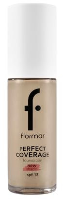 Flormar Perfect Coverage Foundation 135 Hazel - Flüssige Foundation mit hoher Deckkraft & SPF15 – Langanhaltendes, feuchtigkeitsspendendes Make-up für trockene & reife Haut – 132 Natural Beige Np