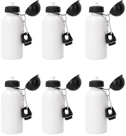 PRINTCOPY Botellas sublimación de Aluminio, 6 unidades. 500 ml, 2 tipos de tapones Incluidos
