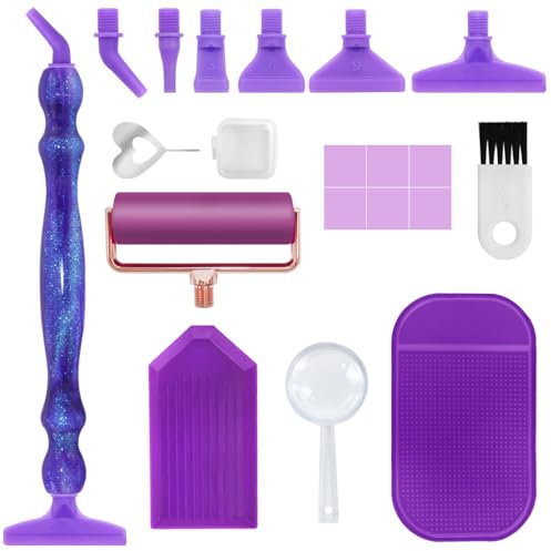 FineGood 19 Stück Diamant-Kunst-Stifte Werkzeuge, Diamantkunst-Zubehör, Diamant-Kunst-Kits für Erwachsene, Diamant-Kunst-Malstift-Zubehör, Werkzeug-Sets