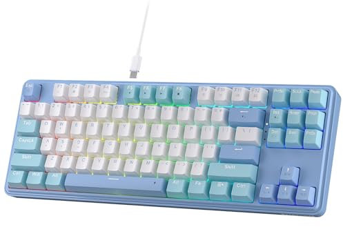 Redragon K707 80% Wired Gasket RGB Gaming Keyboard, 3-Modes 87 Keys TKL Mechanical Keyboard w/Hot-Swap Socket, Mixed Color Keycaps & 5-Layer Noise Dampening, Custom Linear Switch
