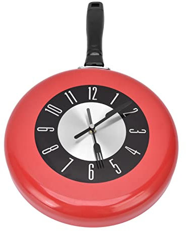 Stylish Wall Clock, Frying Pan Wall Clock, Clear and Readable Display, Aluminum Kitchen Pot Decorative Hanging Clocks for Home, Shop
