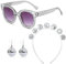 Meleager Disco Accessoires Damen, Discokugel Ohrringe Stirnband mit Sonnenbrille, 70er Jahre Kostüm Zubehör Glitzer für Kostümparty Bekleidung Konzert,Fasching Karneval
