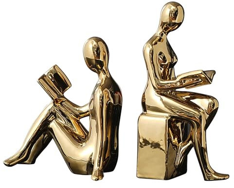 Serre-livres décoratifs pour étagères, 2 serre-livres en forme de figurine abstraite, serre-livres en céramique, bouchons de livres antidérapants, décoration élégante, serre-livres élégants