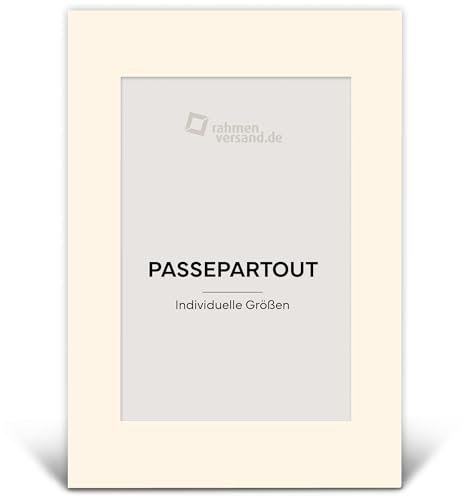 Passepartout 24x30 cm/Schrägschnitt-Passepartouts nach Maß für Bilderrahmen/Klassischer 1,5mm Karton in Off White (W549) / Innenmaße: 15x20cm