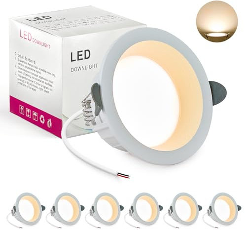BRIMETI LED Spots Einbaustrahler 230V Ultra Flach 7W 6er Set Deckenspots IP44 700lm, Natürliches Weiß 4000K,Ausschnitt 70mm, Slim Einbauleuchten für Schlafzimmer Badezimmer Wohnzimmer Küche (Weiß)