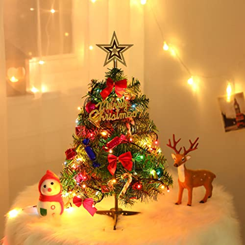 Domary Weihnachtsbaum-Paket mit Lichtern, Desktop-Weihnachtsbaum-Layout, Zubehör, Weihnachtsdekoration, Anwendbar für Zuhause, Party, Dekoration, 50 Cm