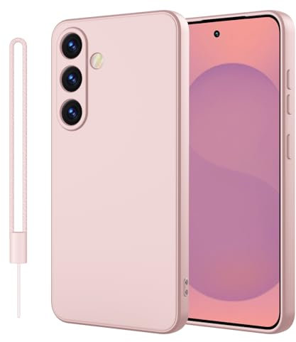 ORDA Coque de protection en silicone pour Samsung Galaxy S25 5G - Bord droit - Protection de l'appareil photo et de l'écran - Anti-rayures - Rose