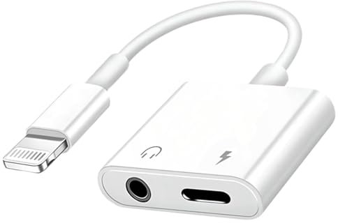 Highspirit iPhone 2 in 1 Lightning auf Klinke 3.5mm Kopfhörer Adapter und Laden [MFi Zertifiziert] für iPhone 14/12/11/8/7 iOS Systeme