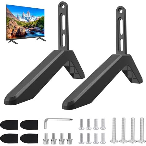 MEETOZ TV Stand Legs, Universal TV Stand, Upgrade TV Base Pedestal Feet with Screws, Replacement Feet Stand Holde Suit for 32-65 Inch LCD LED Plasma Flat Screen, Black