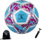 Ballon de Football Taille 5,Foot-Ball Match Entraînement Adolescents Ballon de Football avec Pompe à Air Sac en Filet et Aiguille pour 11 Réguliers D'équipe (Bleu Rose, Taille 5)