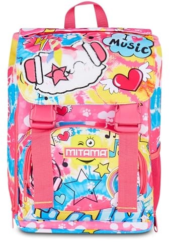Mitama Zaino Estensibile 4 Zip, CATROCK, Fucsia, Maxi Capienza, Doppio Scomparto, Schienale Preformato, Bambina, Scuola Elementare