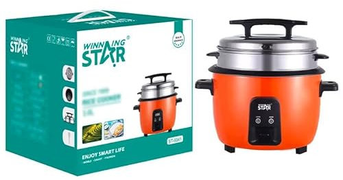 Winning Star Cuiseur de Riz Électrique, 8L, 1300W, 32 x 42 cm, Blanc (Orange)