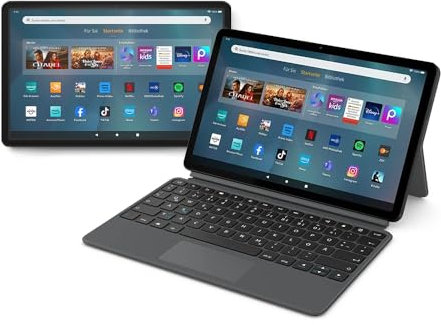 Amazon Fire Max 11-Tablet mit klarem 11-Zoll-Display, Octa-Core-Prozessor, 4 GB RAM, 14 Std. Akkulaufzeit, 128 GB, grau, mit Werbung und Tastaturhülle