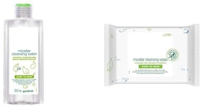 Kind To Skin Micellar Cleansing Water 200ml + Micellar Cleansing Wipes 25 pcs | Gently Removes Waterproof Makeup, Dirt & Impurities | Hydrates & Refreshes | For All Skin Types