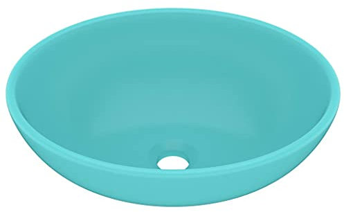 Lavabo à Poser, Lave-Mains Évier de Salle de Bain ovale de luxe Vert clair mat 40x33 cm Céramique