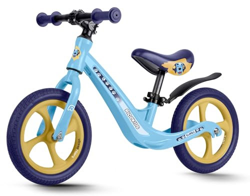 Ricokids Laufrad Kinderlaufrad Lauflernrad - Höhenverstellbarer Sattel - Pannensichere PU-Räder 12 Zoll - Funnu Blau Gelb