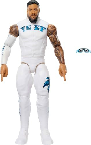 Mattel WWE Jey USO Actionfigur, Hauptkampf-Serie #161, ca. 15 cm große Superstar-Sammelfigur mit 14 Bewegungspunkten und lebensechtem Aussehen, JHH87, [Mehrfarbig]
