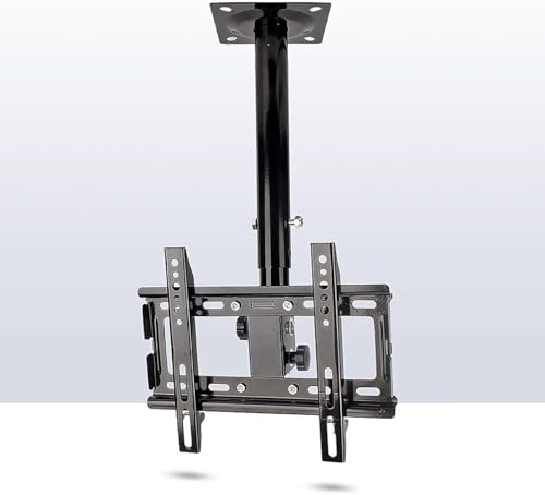 RT TV Plafond réglable avec Bras de Moniteur, RT TV Suspendu, Compatible avec la Plupart des téléviseurs LCD LED OLED 4K de 12 à 32 Pouces, écrans Plats, RT de Poteau TV