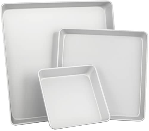 Wilton Square Cake Baking Tins Set, Performance Tins, 3 Pieces, 8, 12 and 16in Cake Tins