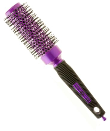 Head Jog 88 Purple Radial Brush. Ceramic Coating Barrel with Nylon Bristle & Rubber Handle. Lightweight & Durable Hair Brush for Hairdressing. Reduce Frizz for Healthy Looking Hair. (33mm)