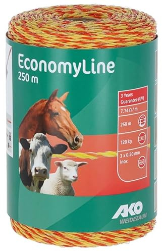 AKO Fencing Litze EconomyLine, 250m, gelb/orange, 3 x 0,2mm Niro