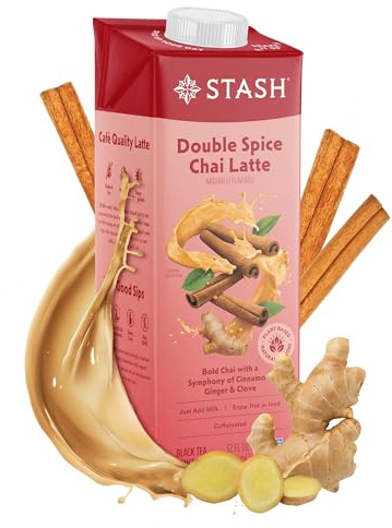 STASH Double Spice Chai Latte - Dairy Free Plant Based Tea Concentrate - Caffeinated - 32 fl oz, 5 Servings