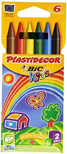 BIC 875773 Pack 6 Plastidecor, Wachsmalstifte