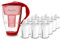 PearlCo - Carafe avec filtre à eau en verre - rouge - 12 cartouches Universal classic incluse (compatible avec Brita Classic)
