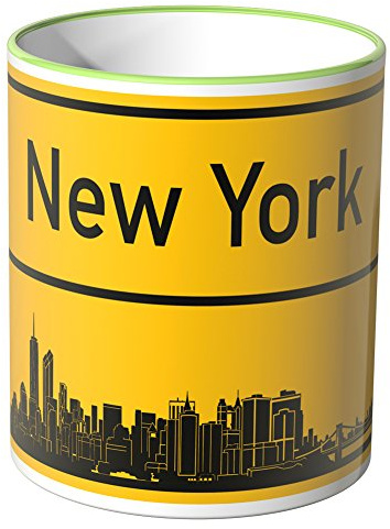 WANDKINGS® Tasse, Skyline New York - HELLGRÜN