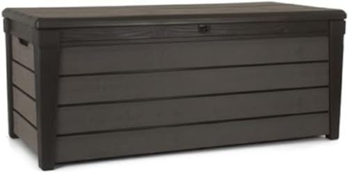 Keter Brushwood - Arcón exterior, Baúl almacenaje, Capacidad 454L, Resina, Color Marrón, Ordenación jardín y terraza, 69.7 x 145 x 60.3 cm
