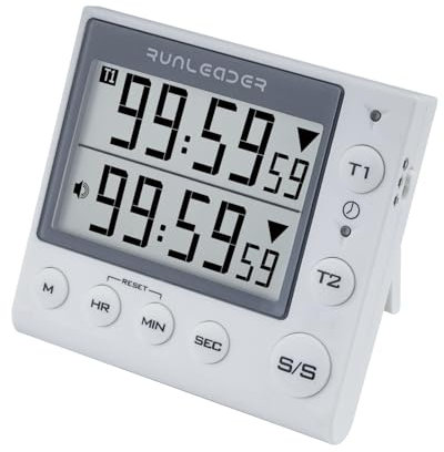 Jayron 2 Canaux Minuterie avec Horloge Minuterie de Cuisine Minuterie Magnétique Compte à Rebours Réveil Numérique Horloge de Bureau Horloge électrique Chronomètre Minuterie pour la Cuisson