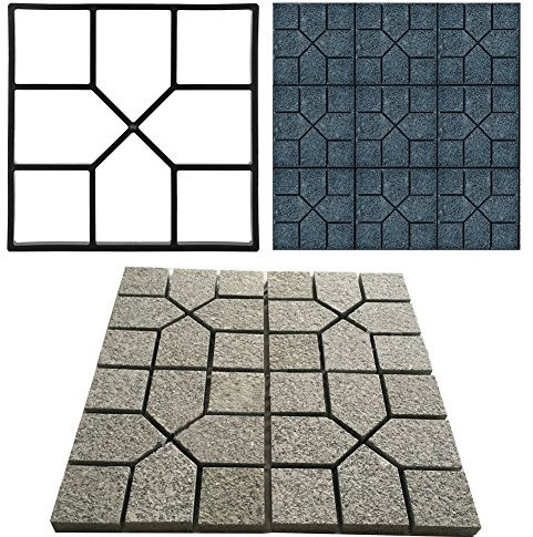 SOULONG Stampo per pavimentazione da giardino, stampo per pavimentazione in cemento, riutilizzabile, fai da te, per patio, cortile, giardino, camminata (8 griglie 40 x 40 cm)