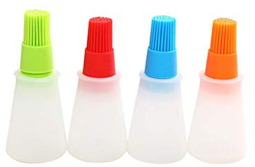 NYKKOLA Lot de 4 pinceaux à badigeonner en Silicone pour Barbecue pâtisserie Huile Miel vin Sauce Bouteille avec Distributeur