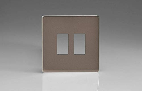 Varilight XDRPGY2S Screwless Pewter 2 Gang Grid Plate (Single Plate)