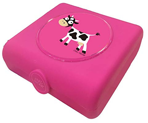 Carl Oscar Kinder Brotdose Lunchbox Sandwichbox Kunststoff BPA frei - Perfekt für Kindergarten, Schule, auf einem Ausflug oder auf Reisen in Pink, 14.5 x 13.8 x 5.3 cm