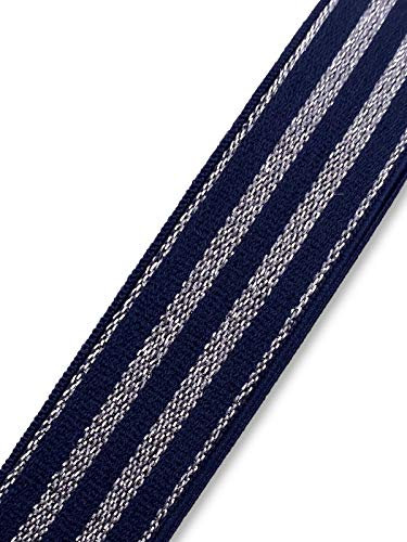 Slantastoffe 1 m Gummiband Lurex Glitzer Streifen 20mm (Dunkelblau)