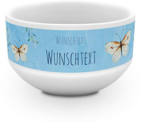 printplanet® - Müslischale mit Name oder Text Bedruckt - Müslischale Salatschale Obstschale Suppenschüssel selbst gestalten - Motiv: Schmetterlinge