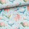 Keine Meterware, Stoffe zum Nähen, Stoff für Kinder, 100% Baumwolle: 0,5m Premium Baumwollstoff mit Meerestiere wie Wale Schildkröten - mint blau rosa grün - Mädchen Kinderstoff - Meeresfreunde