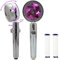 1 Stück Hochdruck Propeller Duschkopf, 360 ° drehbarer Duschkopf Wassersparende Regenduschdüse 2 cm Universalanschluss Badezimmerzubehör, Mit kostenlosen 2 PP-Baumwollfilterelementen (Lila)