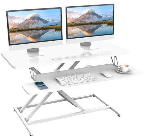 ERGOMAKER Standing Desk Converter, 36/91cm Wide Height Adjustable Quick Sit to Stand Up Desk Riser for Dual Monitor