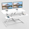 ERGOMAKER Steh-Sitz Schreibtischaufsatz Höhenverstellbar, Stehpult Aufsatz Schreibtisch 91 X 40CM Desktop Erhöhung mit Tastaturablage Für Zwei Monitore,Weiß